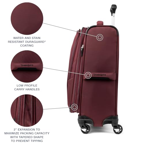 Travelpro Maxlite 5 Softside Carry-On Luggage Spinner, Red, 21-Inch - color: Burgundy, size: Carry-on 21-Inch