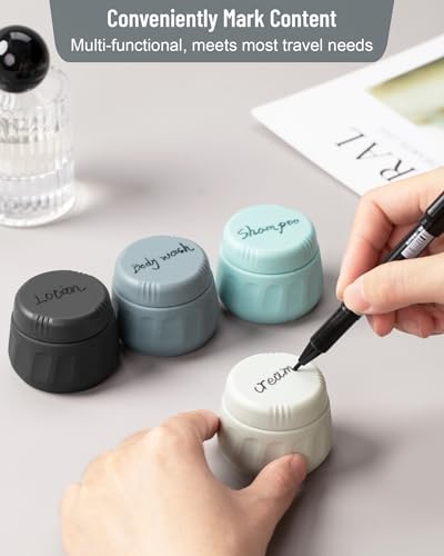Mrsdry Travel Containers for Toiletries, TSA Approved Travel Size Toiletries 4 Pack, Refillable Containers, With Clear Bag, Leak Proof Silicone Jars, Essentials Creams Jars Carrying Small Items - color: Black Gray, size: 1 OZ (30ML)