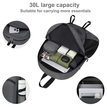 Lightweight Hiking Backpack 30L Packable Foldable Daypack Collapsible Travel Bag Water-Resistant for Women Men (Gray) - color: Gray, size: Large