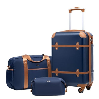 Coolife Luggage Set, PC Hardside, TSA Lock, 3-Piece, Navy(DB/TB/20) - color: Navy, size: 3 Piece Set (DB/TB/20)