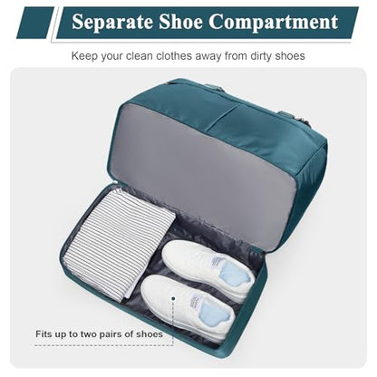 Travel Duffel Bag with Shoe Compartment,Overnight Weekender Bags for Women - color: Peacock Blue