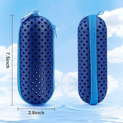 Swim Goggle Case, Protective Cases with Clip - color: Dark Blue