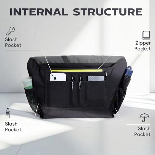 Large Messenger Bag Crossbody Laptop, Black - color: Dark Black
