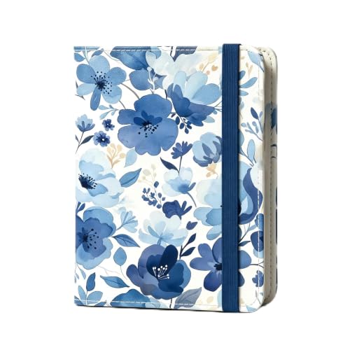 Serene Blue Watercolour Passport Holder for Travel, 5.9" x 4.3" - color: Blue Flower