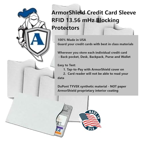 ArmorShield RFID Blocking Sleeves for Credit Cards, 10-Pack White, USA Made - color: White