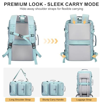 PIJUSHI Carry On Travel Backpack 35L Laptop Backpack Fits 16 inch Laptop - color: Blue