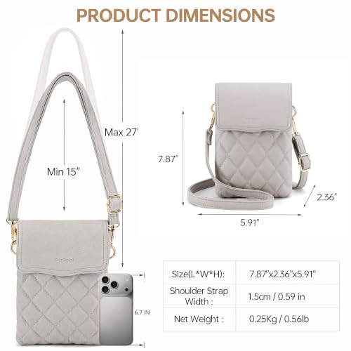RFID Small Crossbody Bags for Women Cell Phone Purse for Travel - color: Grey