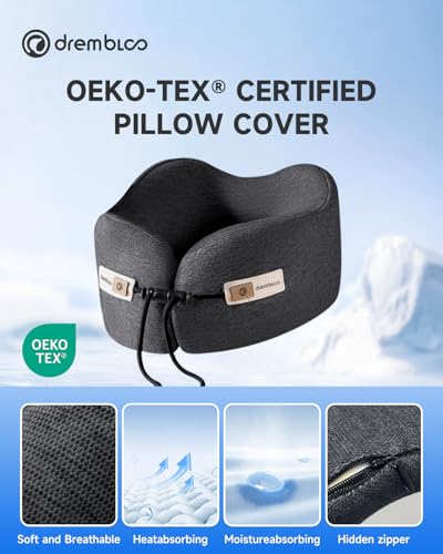 Travel Neck Pillow for Airplane, 360° Ergonomic Support for Sleeping - color: Black