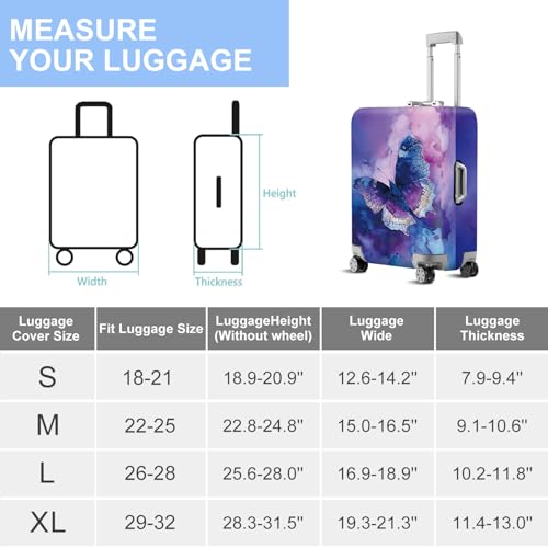 ANNA QUEEN Travel Luggage Cover Suitcase Protector Suitcase Cover Anti-Scratch,Stretchable Bag Cover Washable Durable Polyester - color: Psychedelic Butterfly, size: L(fits 28-30Inch suitcase)