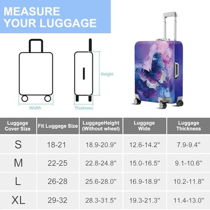 ANNA QUEEN Travel Luggage Cover Suitcase Protector Suitcase Cover Anti-Scratch,Stretchable Bag Cover Washable Durable Polyester - color: Psychedelic Butterfly, size: L(fits 28-30Inch suitcase)
