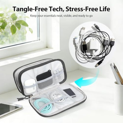Double Layer Cable Organizer Bag, Travel Tech Pouch, Dark Gray - color: Dark Gray, size: Medium