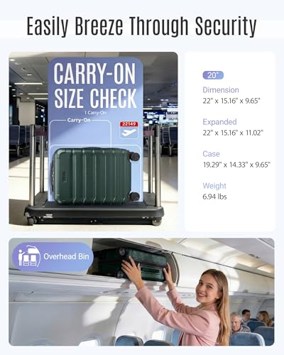 LIGHT FLIGHT Carry On Luggage, 20" Carry-On Suitcase, Deep Green | 20" Expandable Carry On Suitcases with Wheels, Lightweight Luggage, Durable Hard ShellRolling Suit Case for Men Women Travel - color: Deep Green