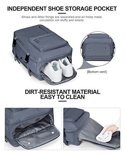 WONHOX Large Travel Laptop Backpack Expandable Flight Approved Backpack Carry on Backpack for Women Men Waterproof 17inch Laptop Daypack Hiking Work Backpack with Shoe Compartment Grey Blue - color: A4-greyblue