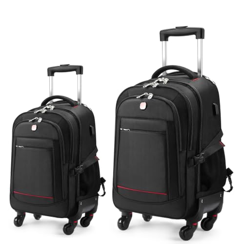 star cloud 18-inch + 24-inch Checked Backpack Combo Set Large Rolling Backpack Travel Commute Bag, Carry on Luggage Trolley Suitcase - size: 2-Piece Set(18"/ 24")
