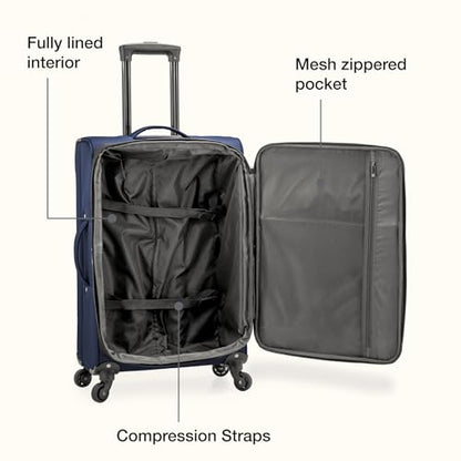 U.S. Traveler Anzio Softside Expandable Luggage with Spinner Wheels, Dark Grey, 22-Inch Carry-on - color: Dark Grey, size: 22-Inch Carry-on