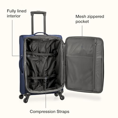 U.S. Traveler Anzio Softside Expandable Luggage with Spinner Wheels, Dark Grey, 22-Inch Carry-on - color: Dark Grey, size: 22-Inch Carry-on
