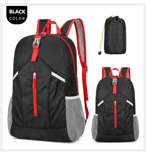 levayhill 25L Foldable Hiking Backpack,Small Packable Daypack, Black - color: Black