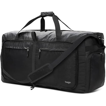 Bago Travel Duffle Bag for Women & Men. Extra Large Foldable Duffel Bags - color: All Black, size: 140L