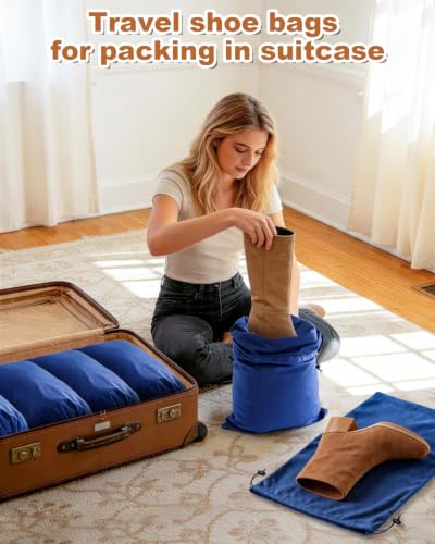 2 Pcs Shoe Bags for Travel, Large Boot Bag, Palace Blue, 21.2x13.3 Inch - color: Palace Blue, size: 21.2"x13.3"