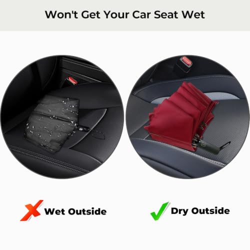 LLanxiry Compact Travel Umbrella, Windproof Automatic Umbrellas for Rain - color: Inverted-Wine