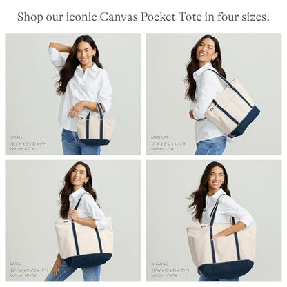 Lands' End Zip Canvas Tote - color: Natural/Dark Olive Green, size: Large Long Handle