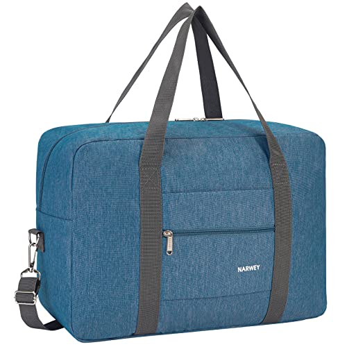 Narway Personal Item Travel Bag, Carry on Foldable Duffle Bag for Women Men - color: ZA-Thick Navy Blue