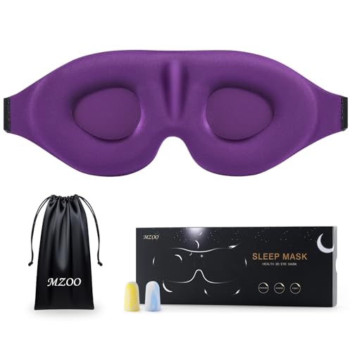 MZOO Luxury Sleep Mask for Women Men Patented Light Blocking Design - color: B-purple