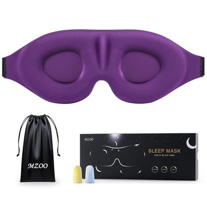 MZOO Luxury Sleep Mask for Women Men Patented Light Blocking Design - color: B-purple