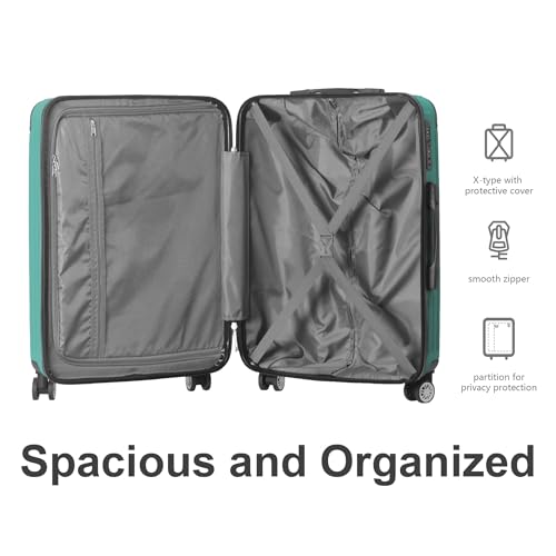 3-Piece Luggage Set 3 (20"/24"/28"), Hardside Suitcases with 8 Spinner Wheels, Scratch-Resistant ABS Shell, set2, set3 Travel Suitcase, TSA Lock (Ribbed Surface, Fresh Green) - color: Fresh Green, style: Ribbed Surface
