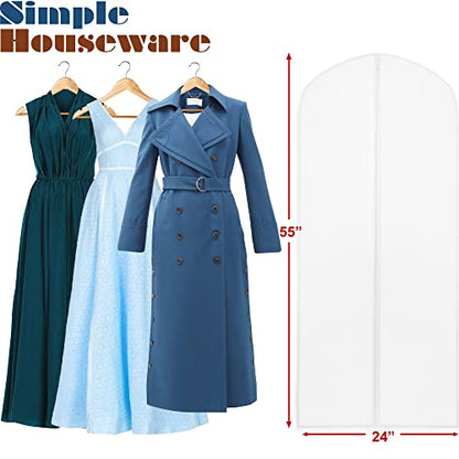 Simple Houseware 55-Inch Translucent Garment Bags with Zipper, 10 Pack - size: 10 Pack - 55"
