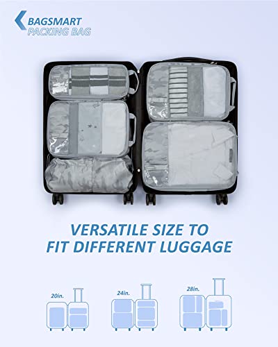 BAGSMART Compression Packing Cubes for Travel Essentials - color: Camouflage Grey, size: Set of 6