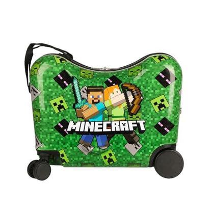 Bioworld Minecraft Steve & Alex Green 15" Ride-On Luggage - color: Minecraft Steve & Alex
