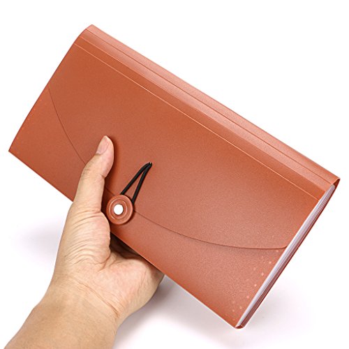 BTSKY Expanding File Folder -13 Pockets Small Accordion File Folder Expandable Card Ticket Holder File Storage Folder Check Bill File Folder Plastic Business Document Organizer Wallet Case, Brown | Small Accordion File Folder Expandable Card Ticket Holder