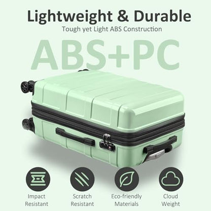 Luggage 2 Piece (20in/24in) Expandable Luggage with Spinner Wheels - color: Green Mint, size: 2 Set (20/24In)