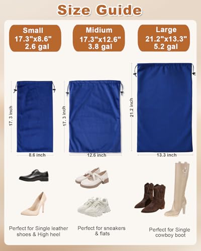 2 Pcs Shoe Bags for Travel, Large Boot Bag, Palace Blue, 21.2x13.3 Inch - color: Palace Blue, size: 21.2"x13.3"