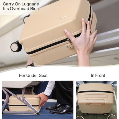 Hanke 16 Inch Underseat Small Carry On Luggage, Hard Shell with TSA Lock - color: Cuba Sand, size: 16 Inch