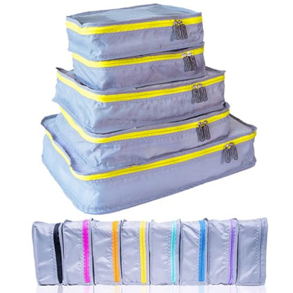 MUMI Packing Cubes Set of 5 - Mesh-Top Luggage Organizers, Yellow - color: Yellow