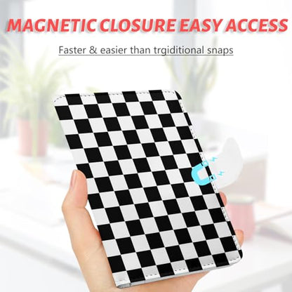 Passport Holder, Cute Travel Wallet Cover with RFID Blocking,black - color: B-Grid