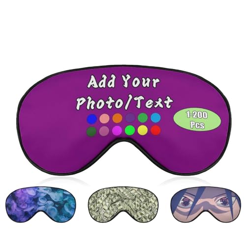 Personalized Eye Mask 1-200 Pcs Custom Eye Cover for Men&Women Customized Eyeshade with Adjustable Strap for Sleeping Travel Work Naps, MediumPurple - color: Mediumpurple