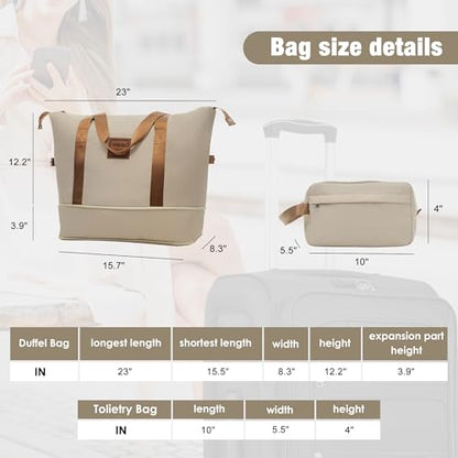 Merax Softside Luggage Set 3 Piece Suitcase with Duffel Bag Spinner Wheels - color: Khaki(22/26/30+bags), style: Softside Luggage Set
