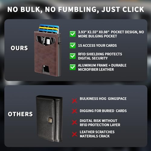 Men’s Wallet with RFID Blocking | Tri-Fold Front Pocket Design | 12 Card Slots, 2 ID Windows & Cash Slot | Aluminum Card Ejector | Durable & Lightweight Men’s Accessories (Coffee) - color: Coffee
