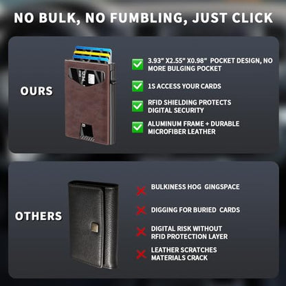 Men’s Wallet with RFID Blocking | Tri-Fold Front Pocket Design | 12 Card Slots, 2 ID Windows & Cash Slot | Aluminum Card Ejector | Durable & Lightweight Men’s Accessories (Coffee) - color: Coffee