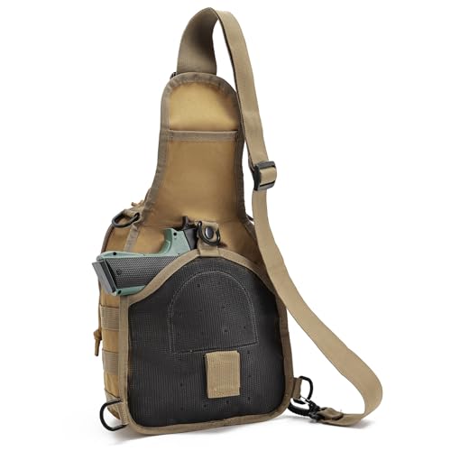 Tactical Sling Bag for Men, Small Shoulder Crossbody Bag Chest Pack Mini Sling Backpack for Traveling, Trekking, Camping (Black) - color: Black
