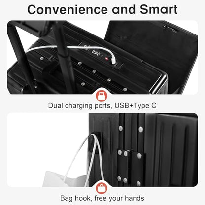 VentureVault Zipperless 24 Inch Luggage With Wheels,Aluminum Frame, Black - color: Black, size: 24 inch
