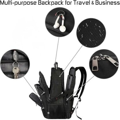 17 inch Laptop Backpack, Large Travel Backpack for Men, College Bag - color: Black-silver, size: 17inch(19.0 *14.6*10")