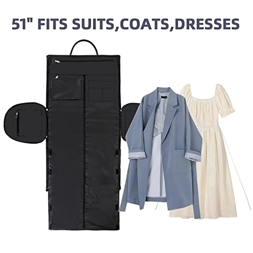 Convertible 2-in-1 Garment Bag for Travel With Toiletry Bag for Women & Men - color: G-black Houndstooth