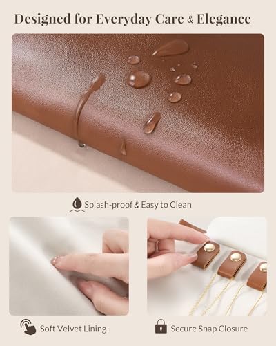 Lolalet Travel Necklace Organizer, Foldable Jewelry Case, Caramel, 12 Slots - color: Caramel, size: Medium, 12 Slots