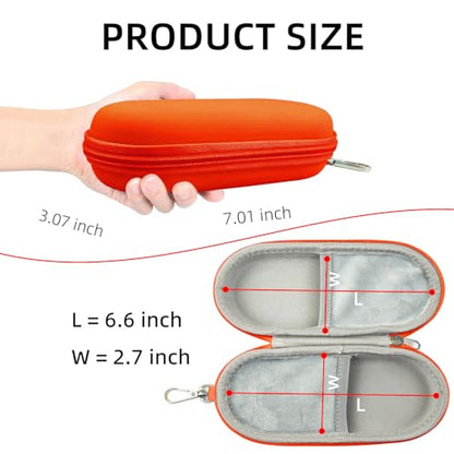 Dual Glasses Case PU Hard Shell Multiple Eyewear Storage Box Shockproof Portable Travel Double Sunglasses Glasses Organizer for Men Women (Orange)