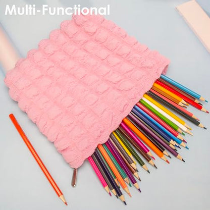 Flat Makeup Bag for Women,Zipper Cosmetic Pouch for Purse,Bubble Candy Pink - color: Bubble Candy Pink