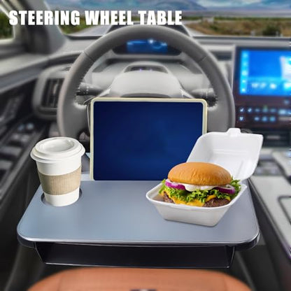 Steering Wheel Tray - 2 in 1 Car Seat Gap Filler Organizer, Multipurpose Table Tray for Eating, Drinking, Laptop - size: 14.6" * 11"